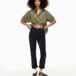 Aritzia Denim Forum Boyfriend High Rise Loose 28L Washed Black Jeans - Sz 24